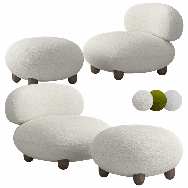 Flock Lounge Chair By Noom Model 3D .c4d .max .obj .3ds .fbx .stl .blend 
