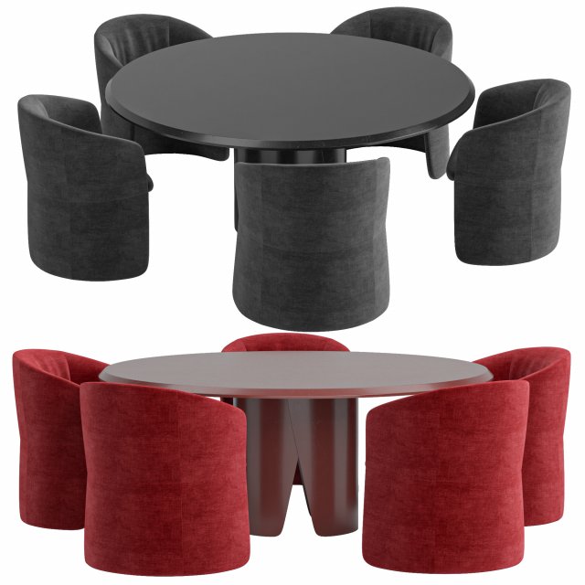 Janette chair And Manto Dining Table By GallottiRadice Model 3D .c4d .max .obj .3ds .fbx .stl .blend 