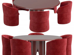 Janette chair And Manto Dining Table By GallottiRadice 3D Model