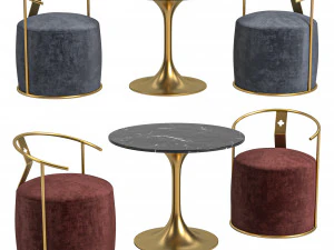 Gray Chair Chair in Gold 3D Model