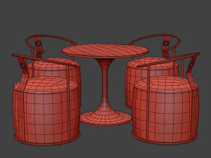 Gray Chair Chair in Gold 3D Model