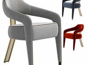INVICTA II dining chair in white boucle and brass rear leg Model 3D