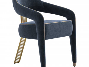 INVICTA II dining chair in white boucle and brass rear leg Modèle 3D
