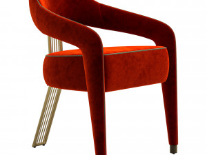 INVICTA II dining chair in white boucle and brass rear leg Modèle 3D
