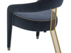 INVICTA II dining chair in white boucle and brass rear leg Modèle 3D