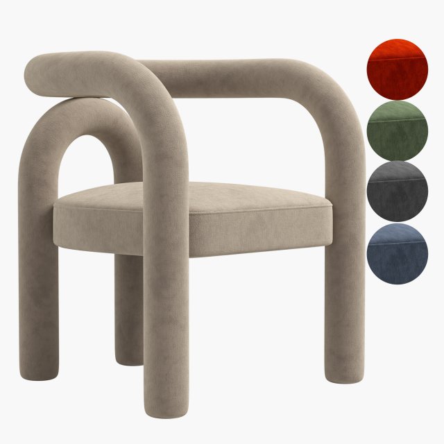 Modern Design Armless Open Back Chairs Fabric Dining Chairs Model 3D .c4d .max .obj .3ds .fbx .stl .blend 
