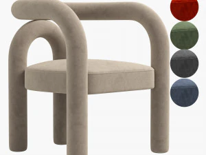 Modernes Design, armlose Stühle mit offener Rückenlehne, Esszimmerstühle aus Stoff 3D Modell