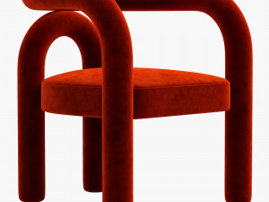 Modern Design Armless Open Back Chairs Fabric Dining Chairs Model 3D