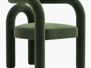 Modern Design Armless Open Back Chairs Fabric Dining Chairs Model 3D