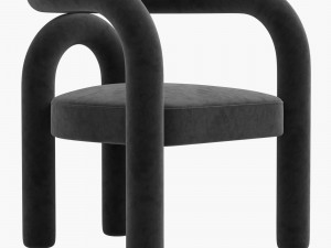 Modern Design Armless Open Back Chairs Fabric Dining Chairs Model 3D