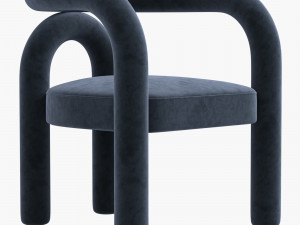 Modern Design Armless Open Back Chairs Fabric Dining Chairs Model 3D
