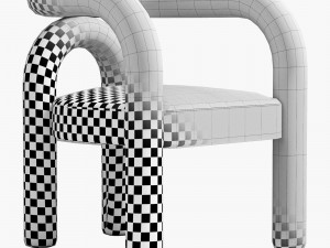 Modern Design Armless Open Back Chairs Fabric Dining Chairs Model 3D