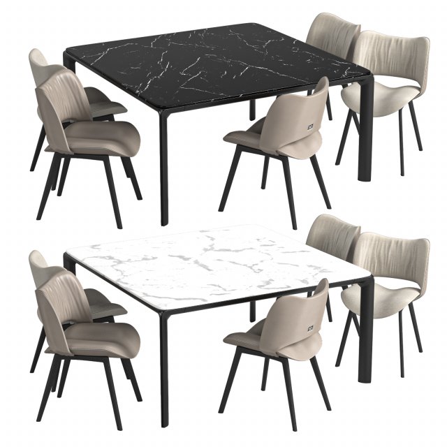 NICE Leather chair And HOMEY Square table 3D Модель .c4d .max .obj .3ds .fbx .stl .blend 