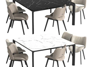 NICE Sedia in pelle e tavolo quadrato HOMEY Modello 3D