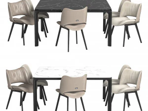 NICE Leather chair And HOMEY Square table 3D Model