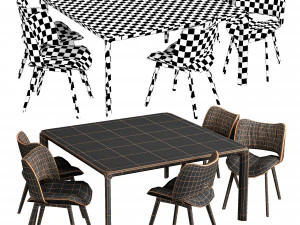 NICE Leather chair And HOMEY Square table 3D Model
