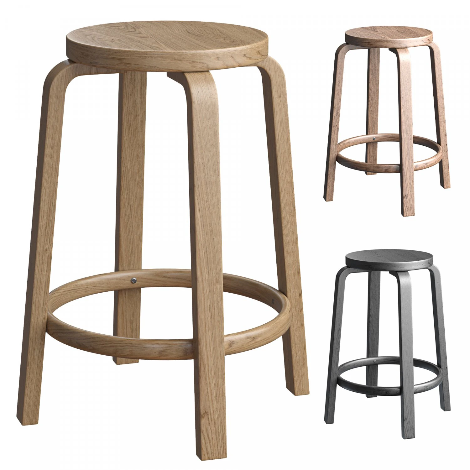 Artek Bar Stool 64 3D Model .c4d .max .obj .3ds .fbx .stl .blend 