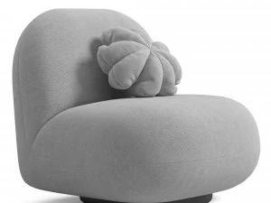 Poltrona Estofada Em Boucl Branco Modelo 3D