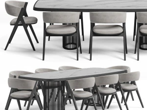 Cadeira de jantar Remo e mesa Luna Bianca By Bonaldo Modelo 3D