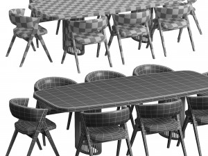 Remo dining chair And Luna Bianca table By Bonaldo 3D Model
