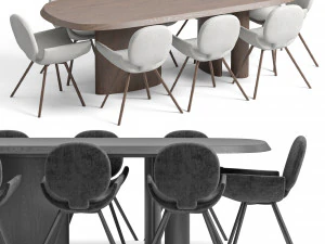 Krzesło Youpi i stół Padiglioni marki Bonaldo Model 3D