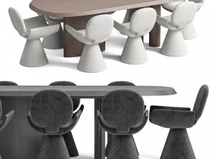 ボナルドのユピチェアとパディリオーニテーブル 3Dモデル
