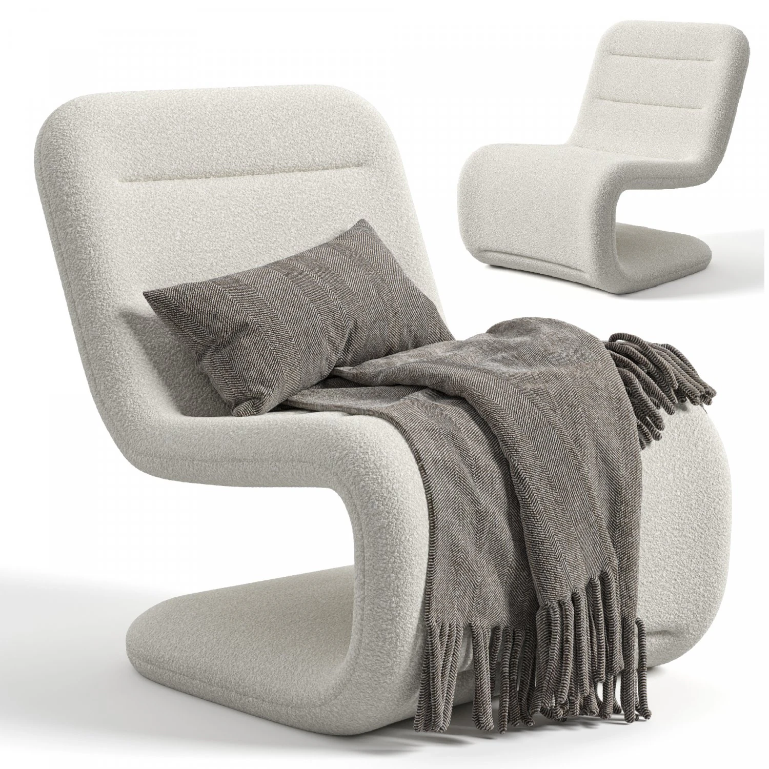Fauteuil bouclette Wilson 3D Model .c4d .max .obj .3ds .fbx .stl .blend 