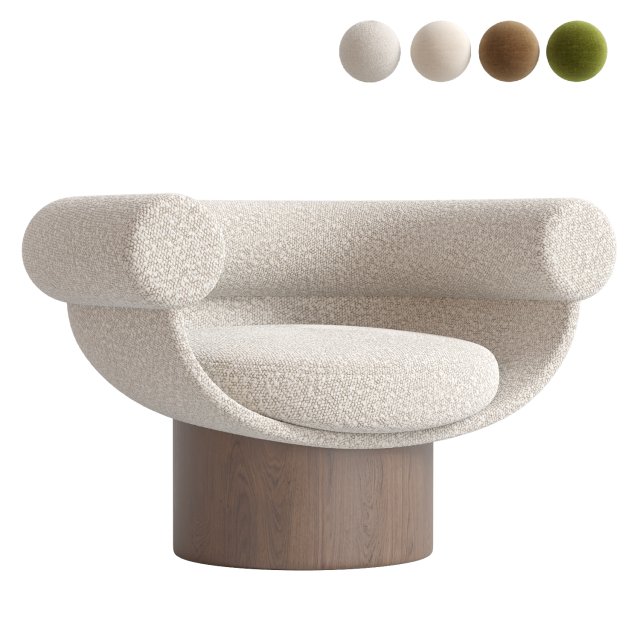 Armchair Bowl Wood Optio Total Fabric Option 3D-Modell .c4d .max .obj .3ds .fbx .stl .blend 