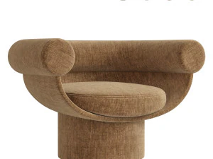 Armchair Bowl Wood Optio Total Fabric Option 3D Model
