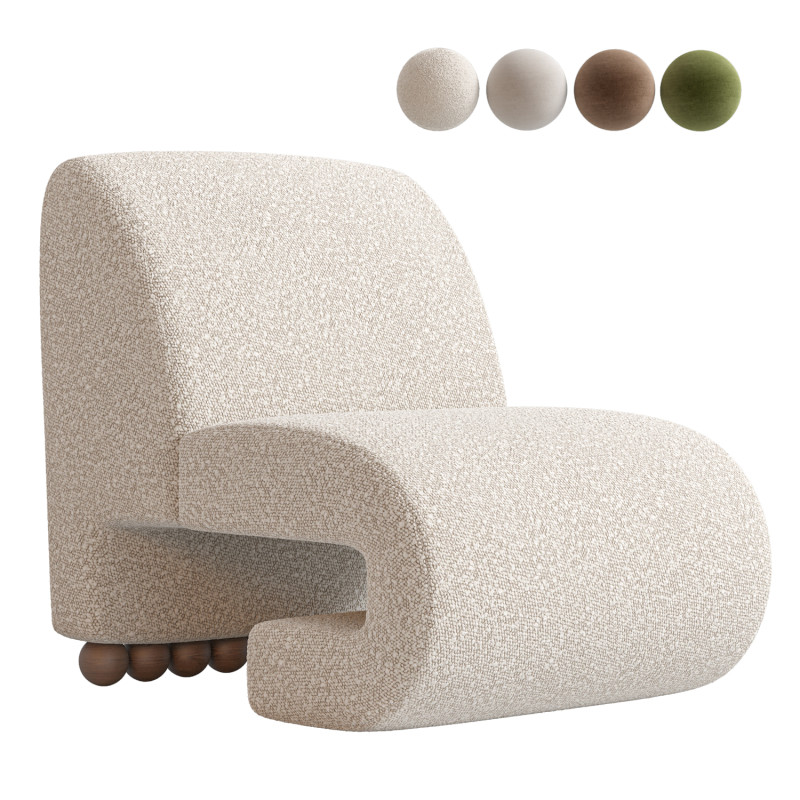 Raya Accent Chair Model 3D .c4d .max .obj .3ds .fbx .stl .blend