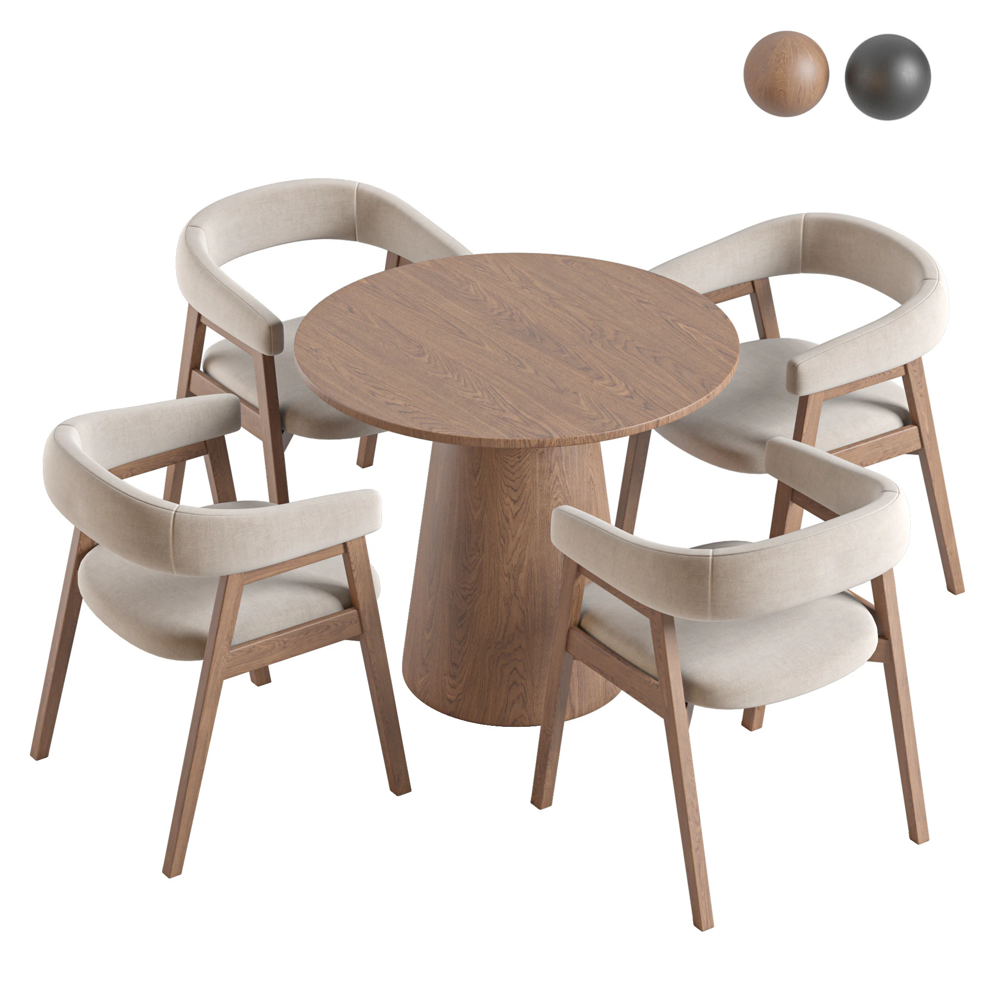 Round Pedestal Dining Table and Darcey Arm Chair by Wayfair 3D Model .c4d .max .obj .3ds .fbx .stl .blend 