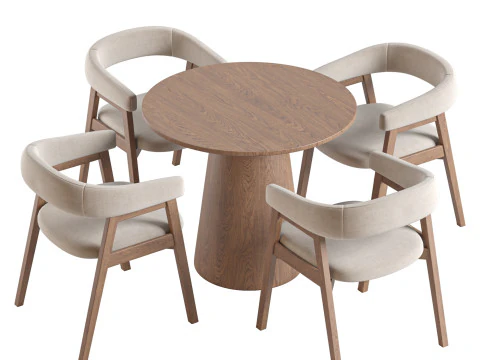 Wayfairのラウンドペデスタルダイニングテーブルとダーシーアームチェア 3Dモデル