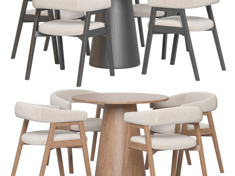 Round Pedestal Dining Table and Darcey Arm Chair by Wayfair Modelo 3D