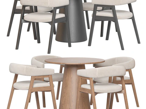 Round Pedestal Dining Table and Darcey Arm Chair by Wayfair 3D Model