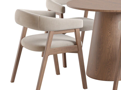 Round Pedestal Dining Table and Darcey Arm Chair by Wayfair 3D Model