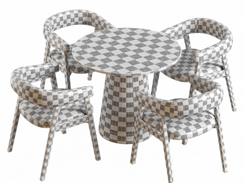 Round Pedestal Dining Table and Darcey Arm Chair by Wayfair Modelo 3D