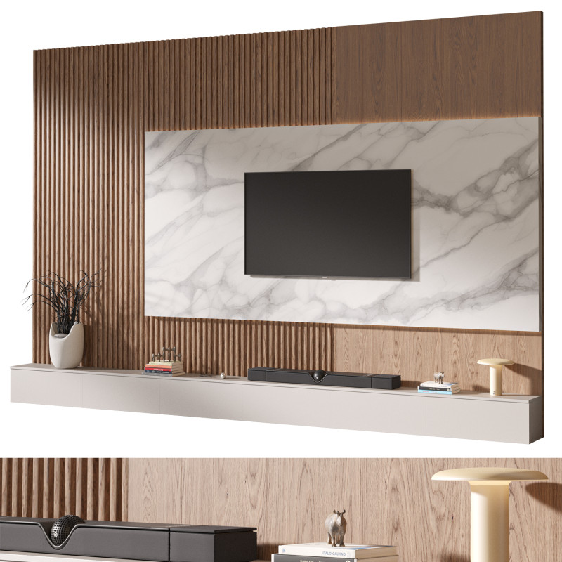 TV wall set 01 Modello 3D .c4d .max .obj .3ds .fbx .stl .blend 