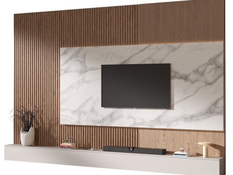 TV wall set 01 Modello 3D