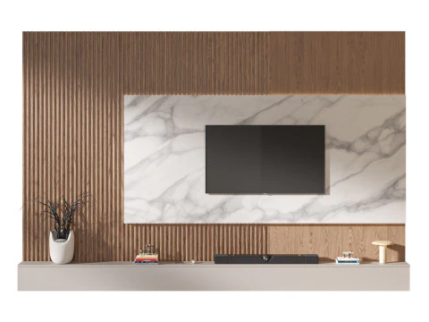 TV wall set 01 3D Model