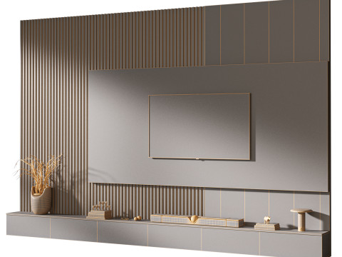 TV wall set 01 Modello 3D