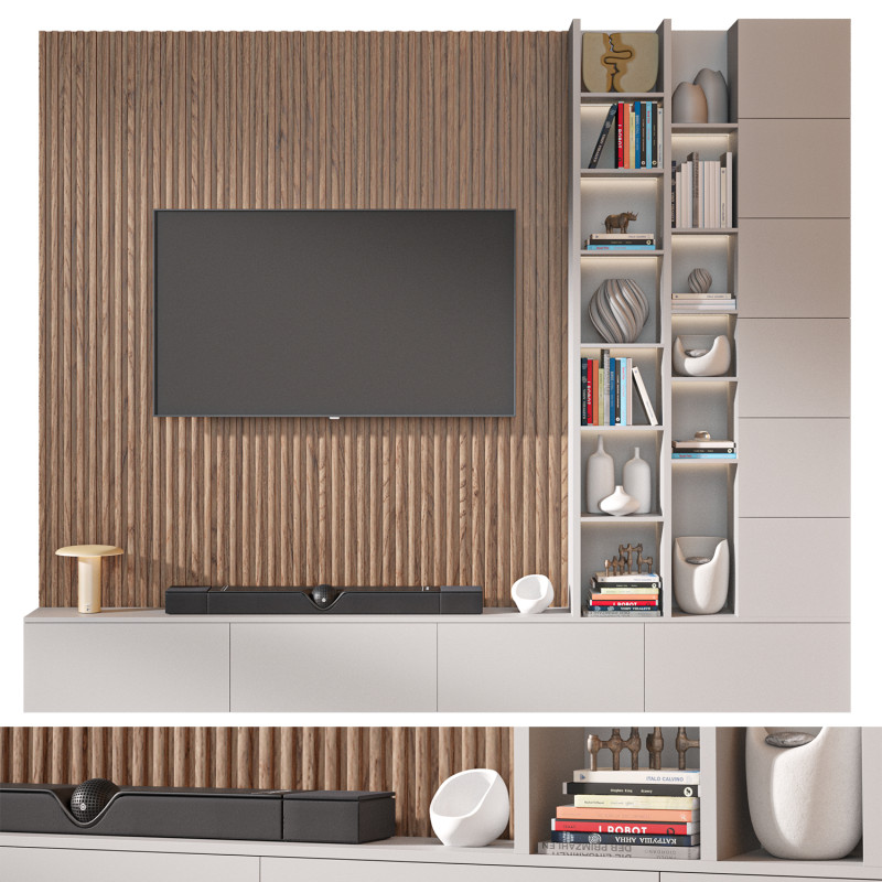TV wall set 02 3D Model .c4d .max .obj .3ds .fbx .stl .blend 