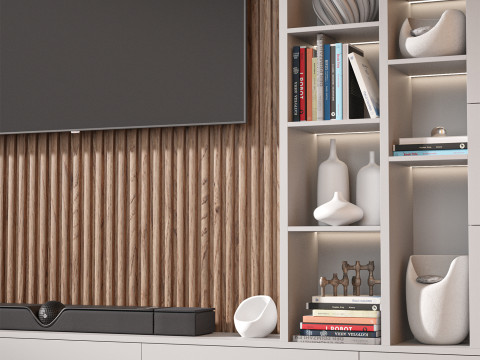 TV wall set 02 3D Model