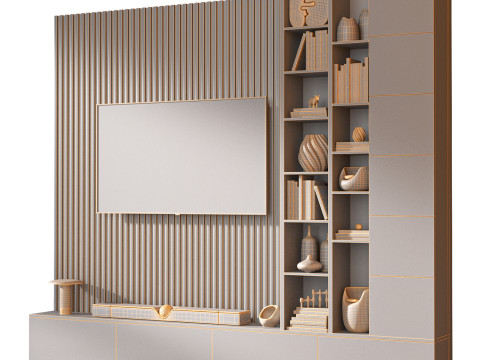 TV wall set 02 3D Model