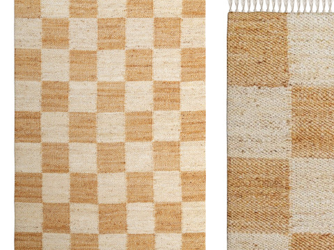 IvoryRiley Natural and Bleached Checkered Jute Rug Briaded Jute Handloom Rugs 3D Модель