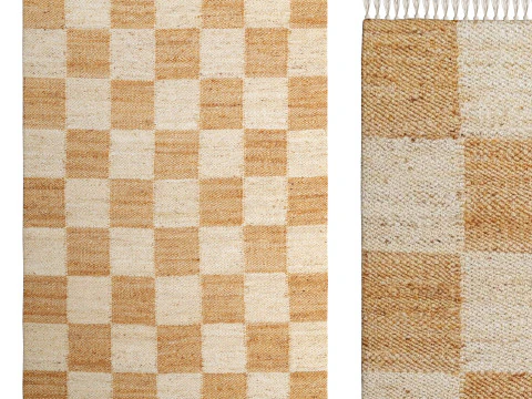 IvoryRiley Natural and Bleached Checkered Jute Rug Briaded Jute Handloom Rugs 3D Model