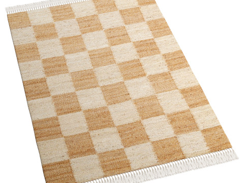 IvoryRiley Natural and Bleached Checkered Jute Rug Briaded Jute Handloom Rugs 3D Модель