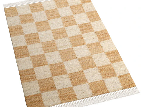 IvoryRiley Natural and Bleached Checkered Jute Rug Briaded Jute Handloom Rugs 3D Model