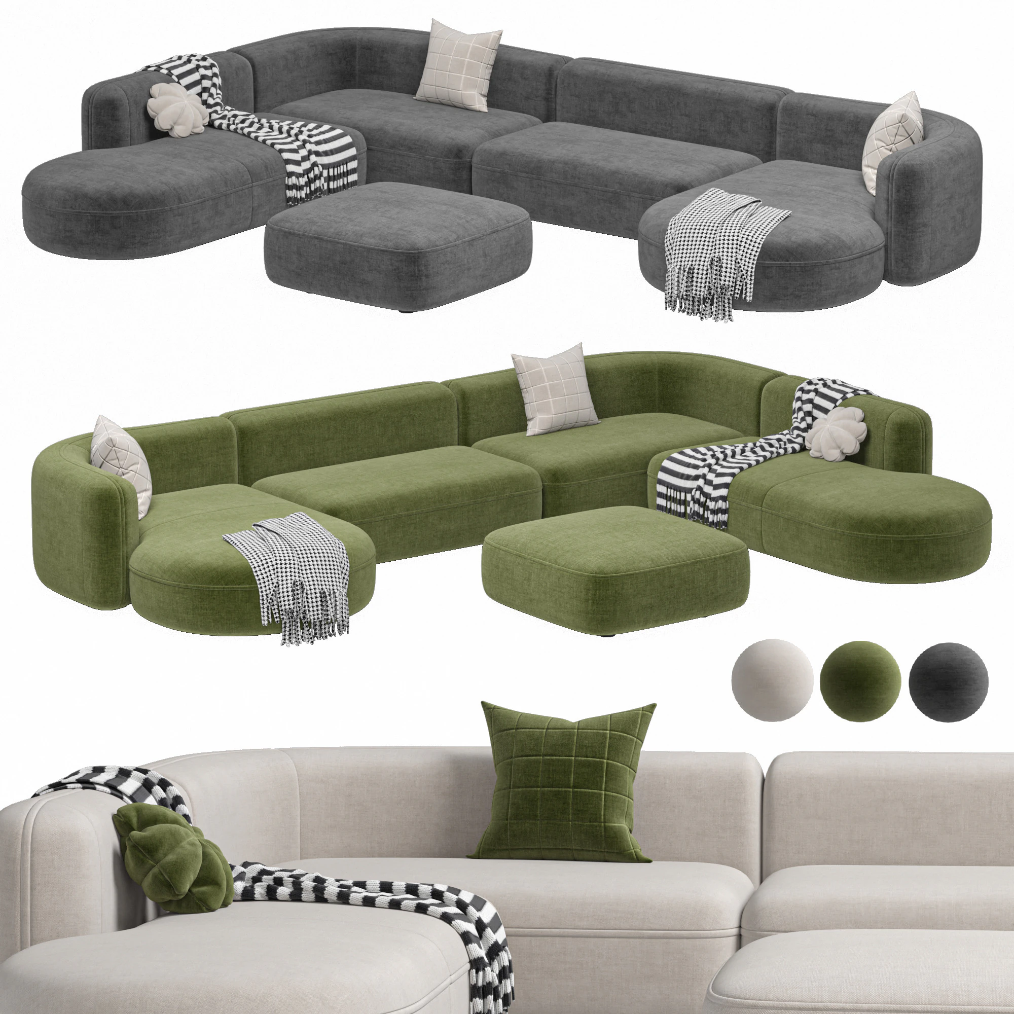 Sofa ROYALTY 20 by Luzaro Configuration 5 3D Model .c4d .max .obj .3ds .fbx .stl .blend 