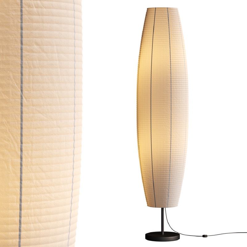 Silver-gray metal round base white paper floor lamp 3D-Modell .c4d .max .obj .3ds .fbx .stl .blend 