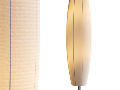 Silver-gray metal round base white paper floor lamp 3Dモデル